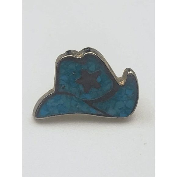 Silver-tone Cowboy Hat Necklace and Earrings Set - 16" inches - Picture 4 of 5